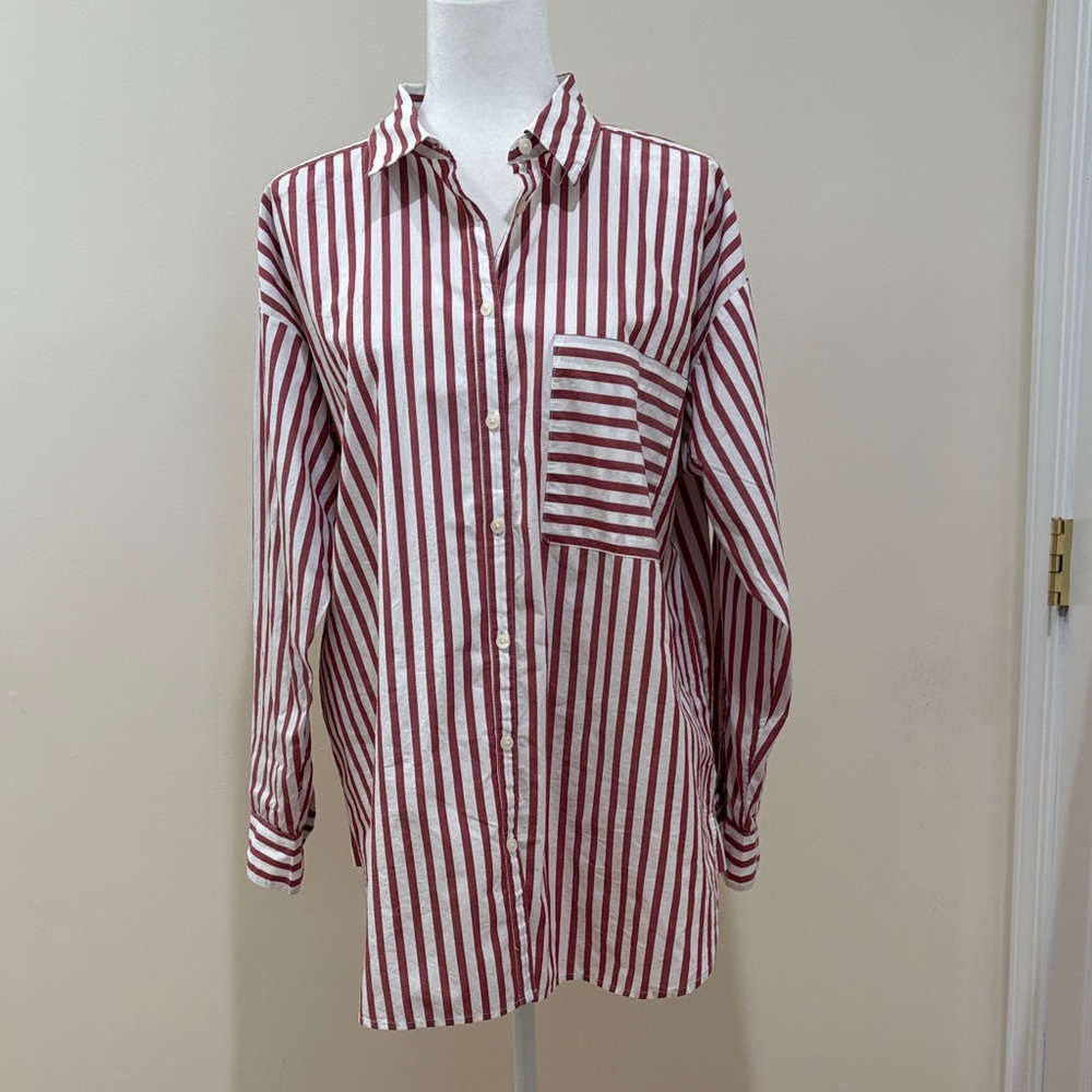 LOFT Striped Cotton Blouse